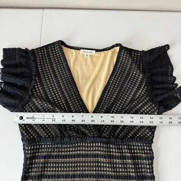 Max Studio Womens Dress Extra Small Black Crochet Midi Whimsigoth Fairy Grunge - Picture 5 of 11